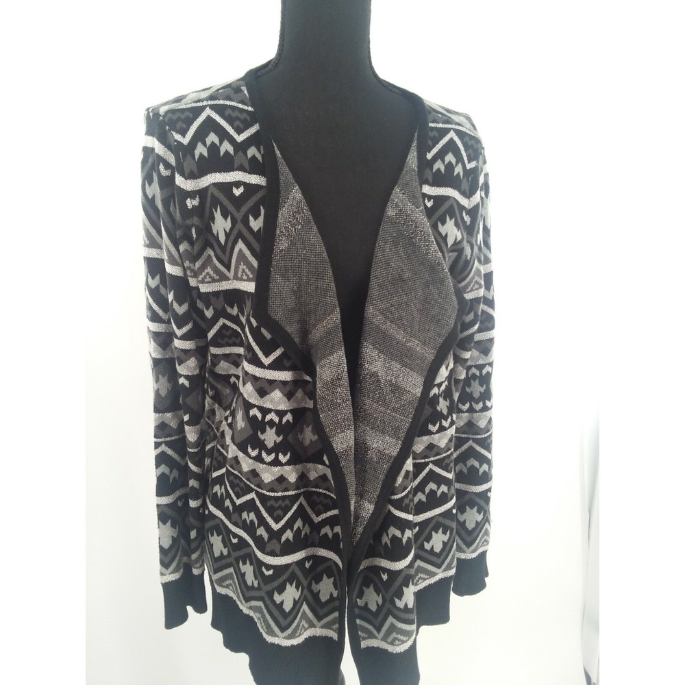 Basic Editions Black/Gray/Silver Sweater Size M